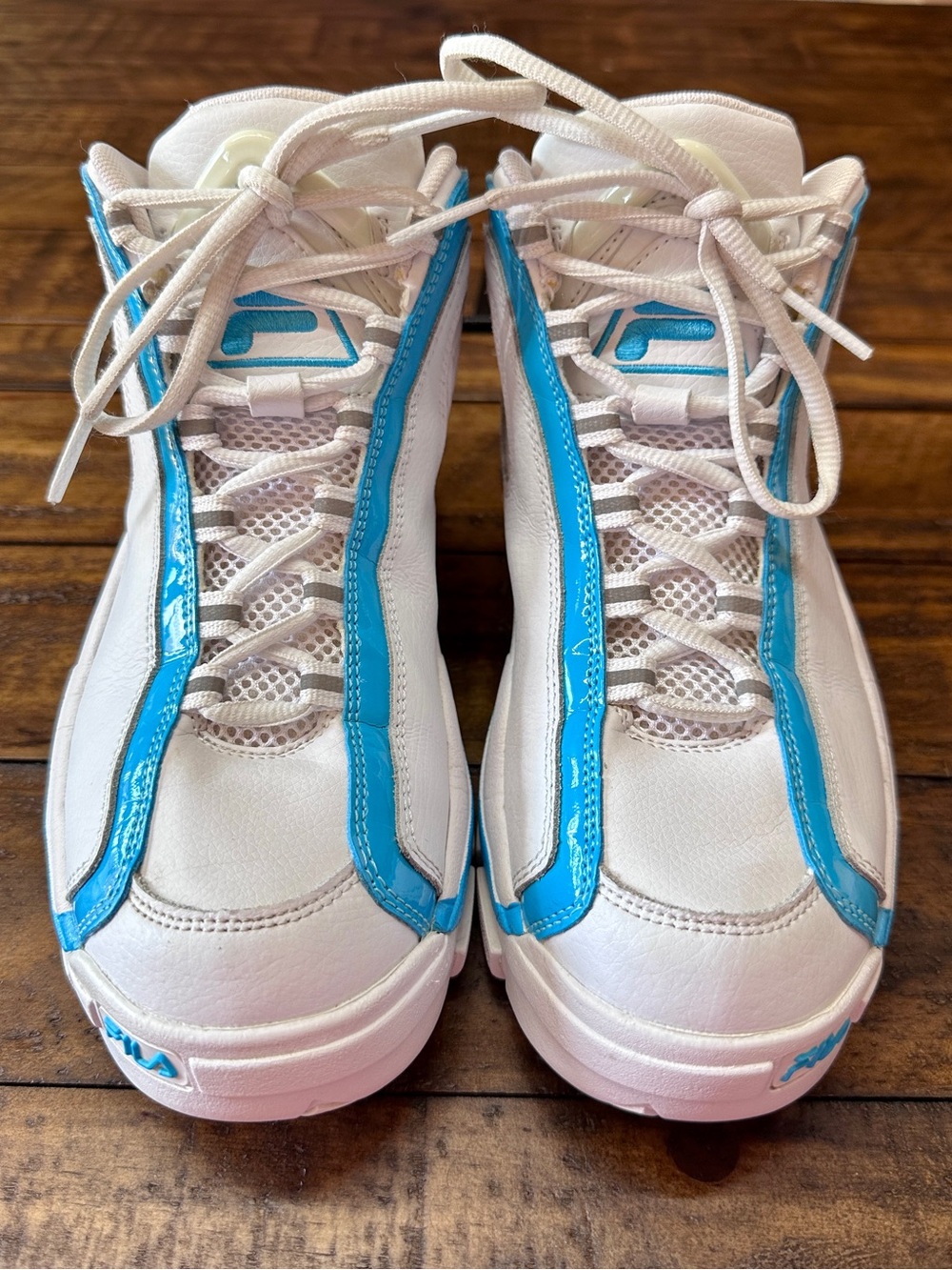 Fila Grant Hill 2 Women's White Cyan Vapor Blue Basketball Sneakers Size 7.5